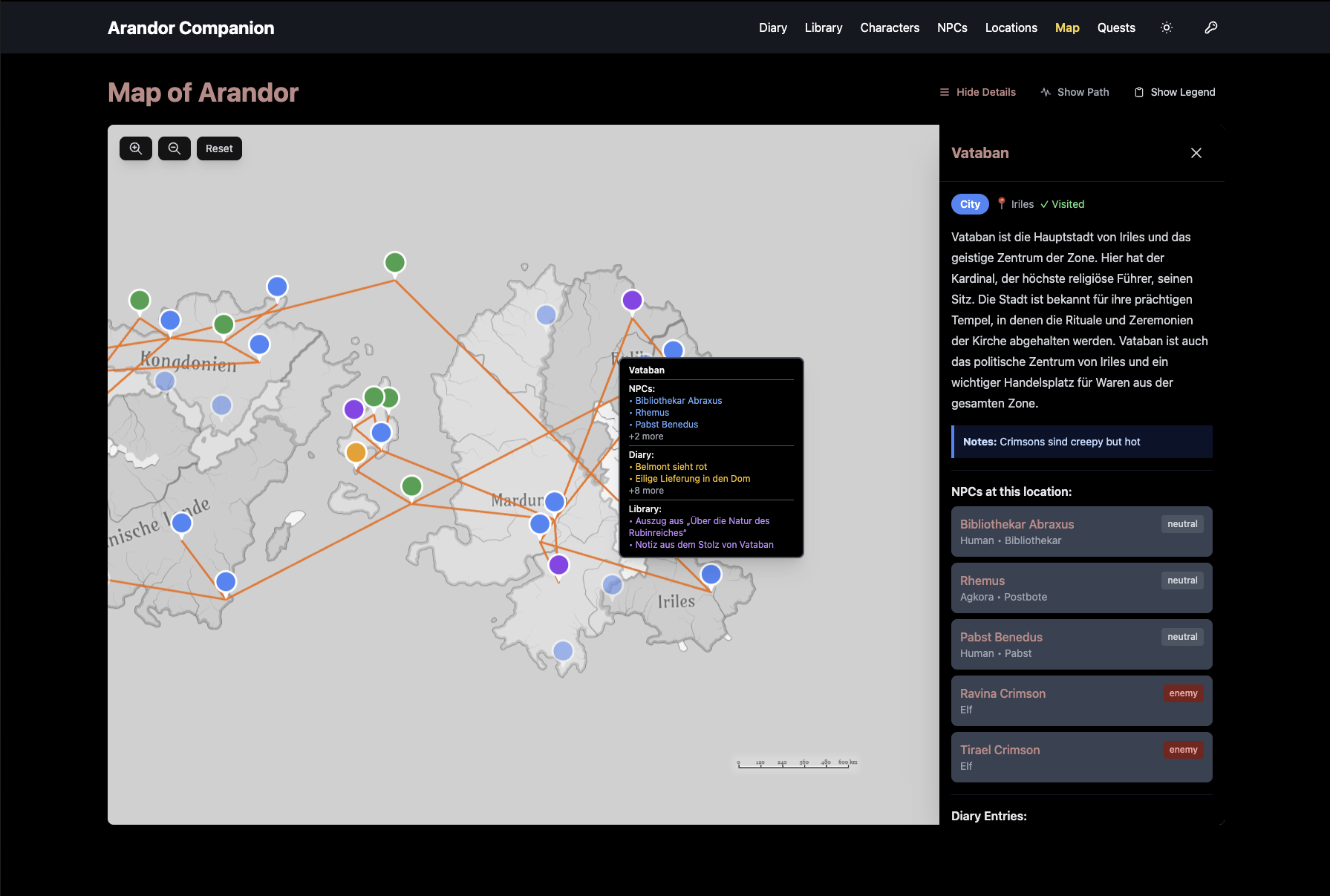 Arandor Companion – Interaktive Kampagnenkarte